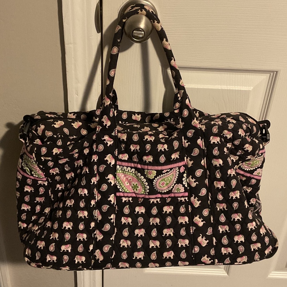 Vera Bradley Black and Pink Elephant Travel Bag